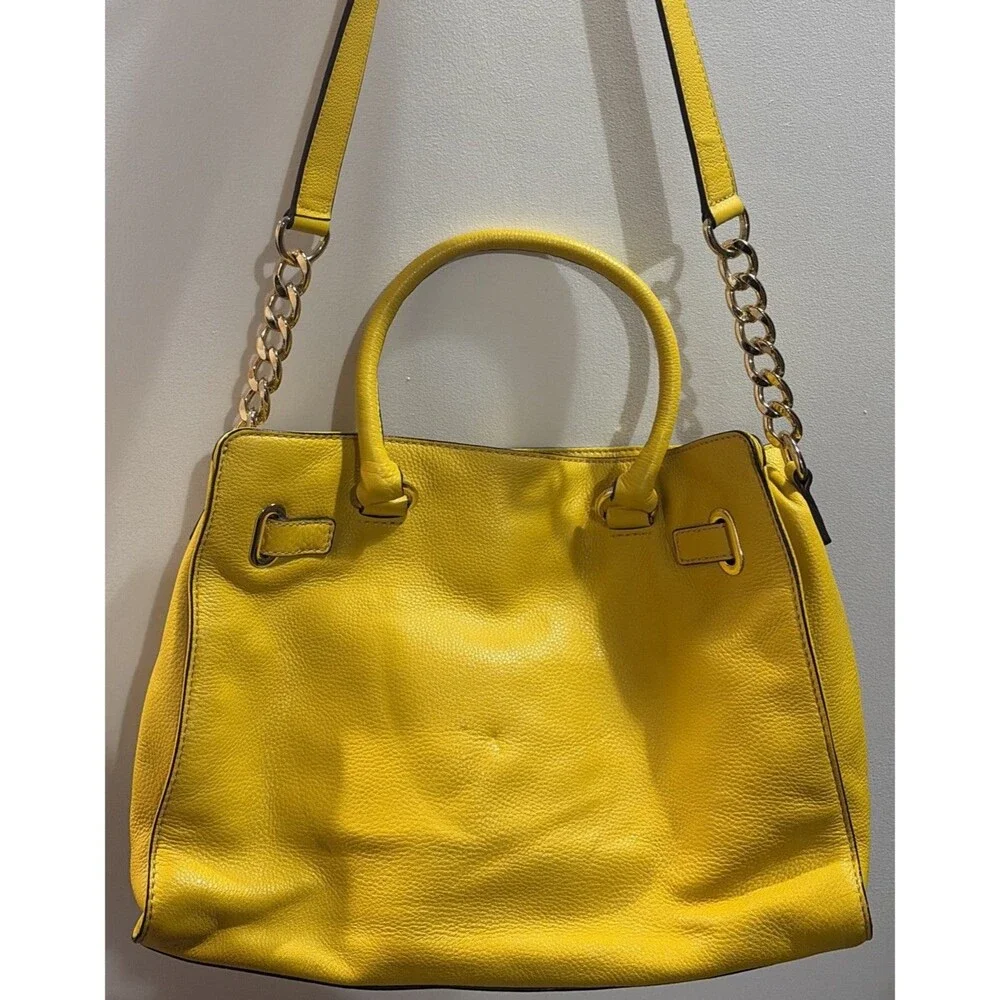 Michael Kors Hamilton Tote Bag, Iconic Yellow W Gold Hardware Satchel Large Tote